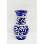 Moorcroft blue and white flared rim fern patterned vase, the base with facsimile signature and