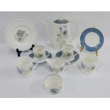 Susie Cooper 'Glen Mist' coffee set comprising coffee pot, six mugs, six saucers, six side plates