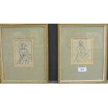 Pair of French School pencil drawings, in glazed giltwood frames with Aitken & Dott labels verso,