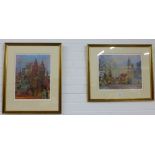 Pair of Armstrong limited edition coloured prints to include 'Great Western Road' and 'Museum and