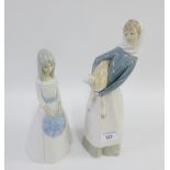 Lladro porcelain figure and another similar, tallest 28cm, (2)