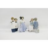 Group of three Nao Spanish porcelain figures of Children, tallest 20cm, (3)