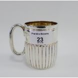 Edwardian silver Christening mug with half fluted decoration, James Dixon & Sons, Sheffield 1906,