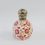 Victorian silver topped Spode Copeland scent bottle, Sampson Mordan, London 1888, 8cm high