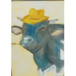 Terry Sutherland 'Billy Bob Bull' Pastel Signed, in a glazed frame, 20 x 30cm