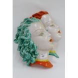 Rare 1930's Goldscheider double head wall mask, 31cm long