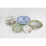 Mixed lot of Chinese ceramics to include blue and white bowl, Famille Vert bowl painted with