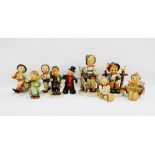 Group of nine Hummel figures to include a Chimney Sweep, etc., tallest 14cm, (9)