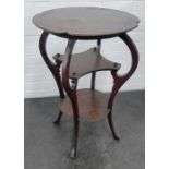 Early 20th century occasional table, the lobed top with studded edge over with two undertier, 78 x
