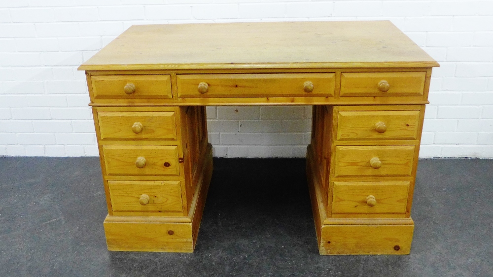 Pine pedestal desk, 77 x 71cm