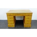 Pine pedestal desk, 77 x 71cm