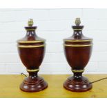 Pair of wooden table lamp bases, 38cm ,(2)