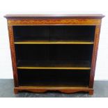 Mahogany and inlaid open bookcase, 108 x 110cm