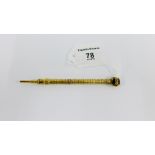 Sampson Mordan & Co gold plated propelling pencil with revolving seal top