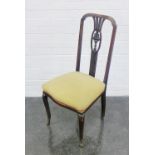 Bedroom chair with vertical splat back and upholstered seat, 100 x 48cm wide