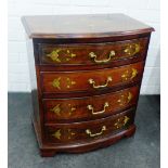 Mahogany and brass inlaid chest of small proportions, with four graduating drawers, 60 x 54cm