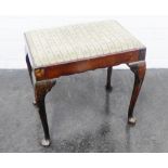 Mahogany stool with upholstered top, 48 x 50cm