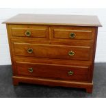 19th century mahogany chest, the rectangular top with moulded edge, over two short and two long