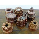 Collection of twelve various copper jelly moulds (12)