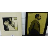 William Nicholson, woodblock print, in a glazed frame, together with another of a 'Seated Female,
