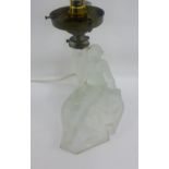 Opaque glass figural table lamp base, height excluding fitting 23cm high