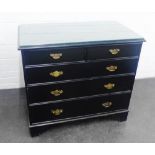 Ebonised chest with two short and three graduating long drawers, 82 x 90cm