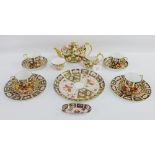 Royal Crown Derby Imari pattern 2451 tea and coffee set comprising teapot, sugar bowl, cream jug,