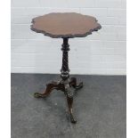 19th century oak pedestal side table, on carved tripod legs 70 x 51cm