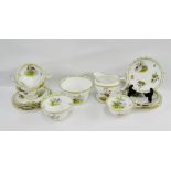 English porcelain part tea set with hand painted and transfer printed bird pattern, retailed by