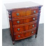 Small mahogany chest with four graduating drawers, flanked by pilasters, 60 x 56cm