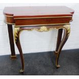 Mahogany console table with gilt acanthus and shell moulding to the front cabriole legs, 82 x 83cm