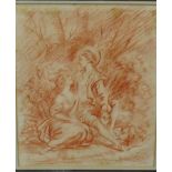 Red Chalk drawing of an amorous couple, in a glazed frame, 18 x 23cm