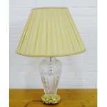 Cut glass table lamp base and shade, 70cm