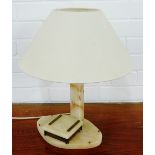 Hardstone table lamp base and shade, 42cm high approx