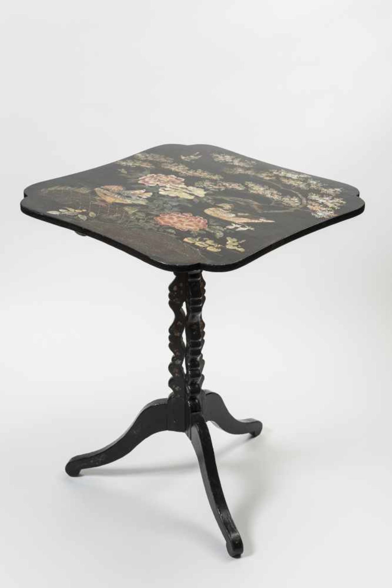 GAME TABLE WITH MANDARINE DUCK AND PEONIESLacquer and inlay technique Chinese style, France, 19th