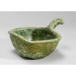 A VESSEL WITH HANDLEGlazed ceramicChina, Han dynasty (206 BC-220 AD)An interesting, if simple, find!