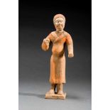 TL-TESTED STANDING FIGURETerracotta with remnants of original paintingChina, Six Dynasties (221-