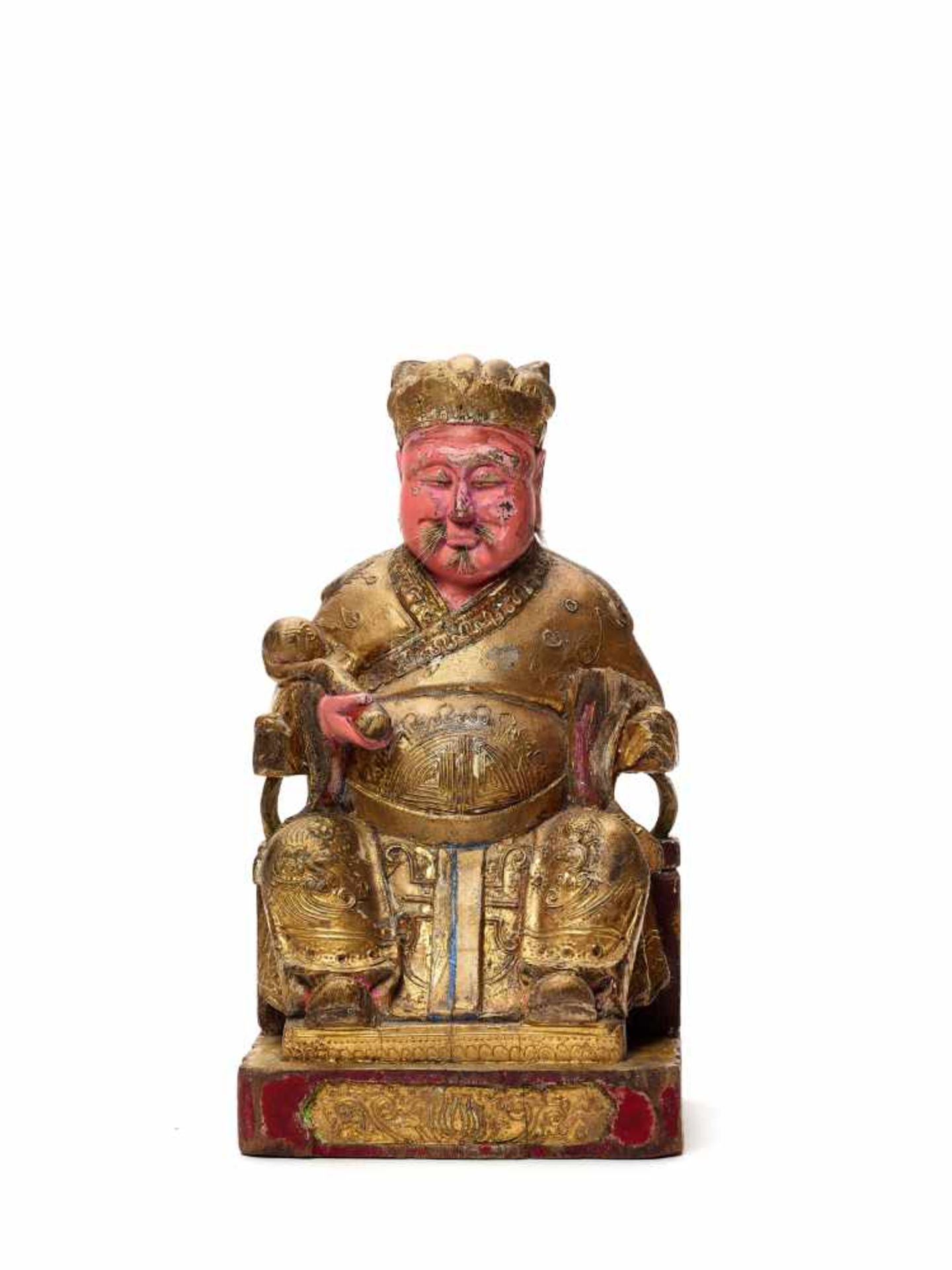 A POLYCHROME LACQUERED AND GILT WOOD FIGURE OF GUANDI, 17TH-18TH CENTURYWood, lacquer, gesso - Bild 2 aus 5