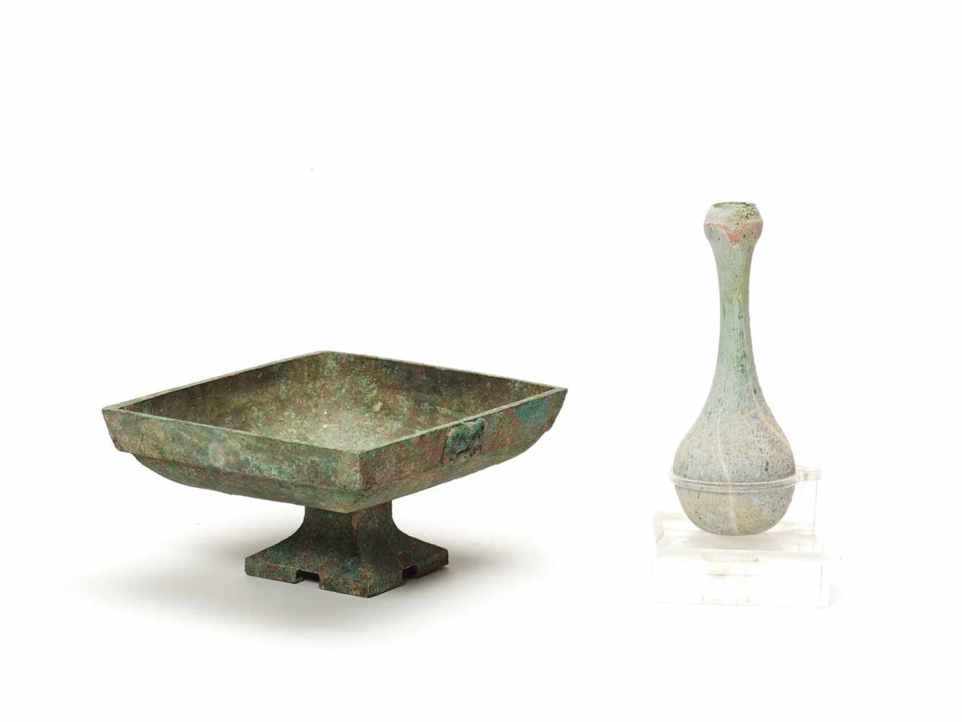 TWO CHINESE BRONZE VESSELS, HAN DYNASTYBronzeHan dynasty (206 BC-220 AD)This group of two Chinese