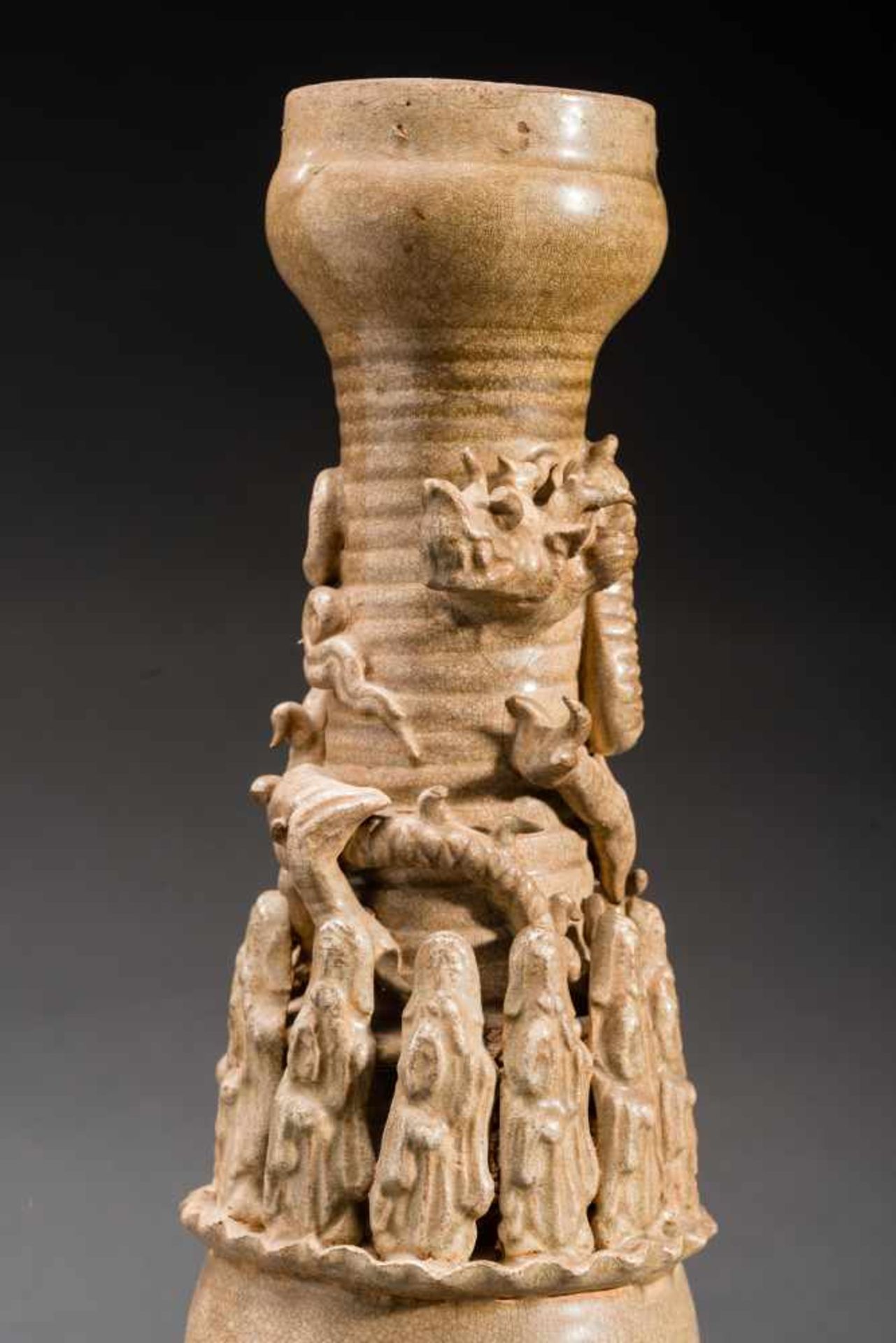 A TALL BURIAL VASEGlazed ceramicChina, Song dynasty (960-1279), 12th-13th centuryThe foot is - Image 4 of 5