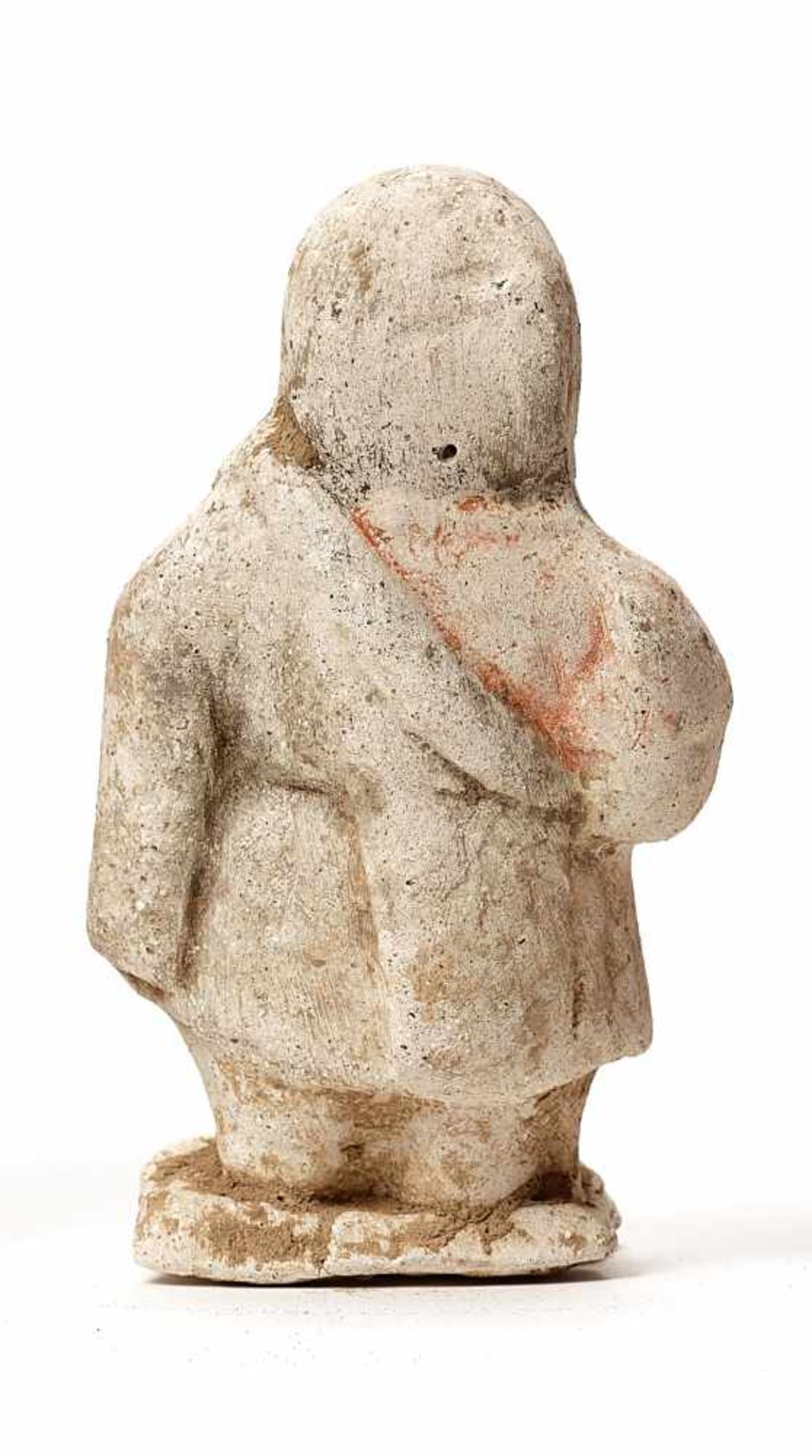 A STANDING TERRACOTTA GUARDIAN, TANG DYNASTYThe expressive statue with remainders of old - Image 2 of 3