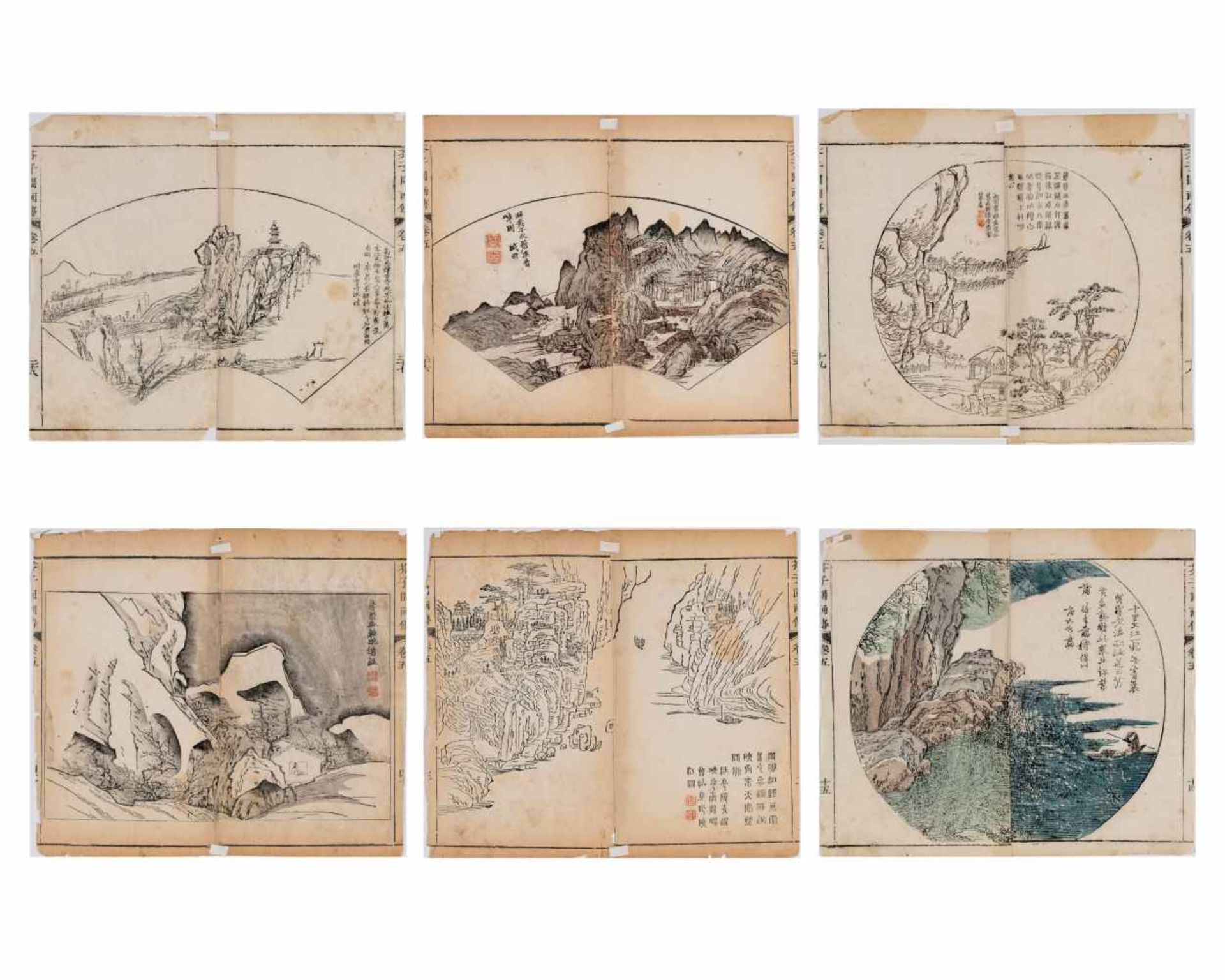 SIX CHINESE COLOR WOODBLOCK PRINTS, 18th CENTURYColor woodblock printsChina, 18th centuryThe six