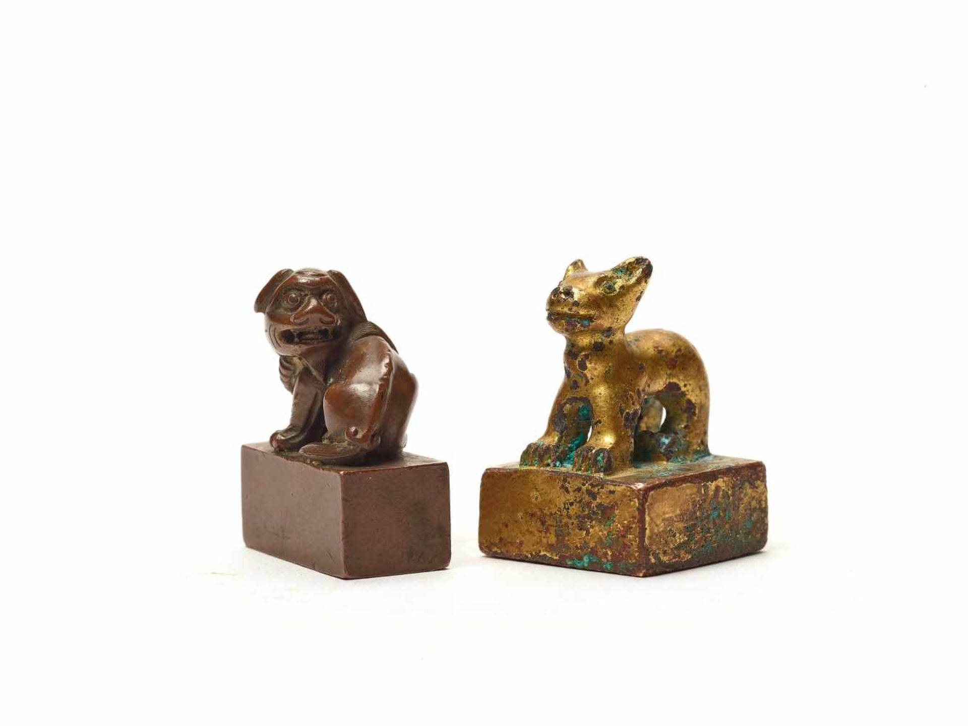 TWO CHINESE SEALS, HAN DYNASTY AND LATERGilt bronze and copper bronzeChina, Han dynasty and laterOne