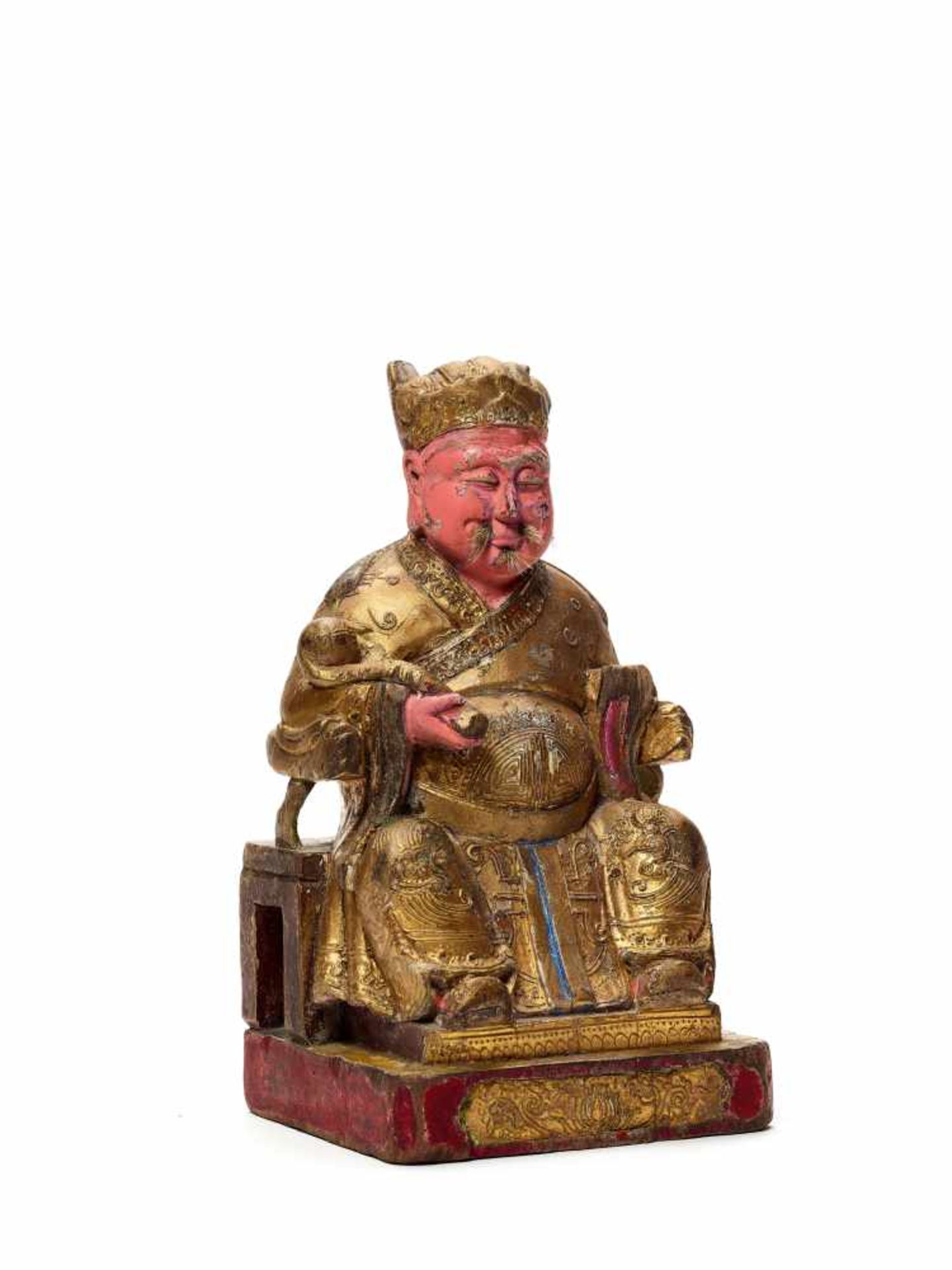 A POLYCHROME LACQUERED AND GILT WOOD FIGURE OF GUANDI, 17TH-18TH CENTURYWood, lacquer, gesso - Bild 5 aus 5