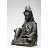 A BRONZE SCULPTURE OF A SEATED GUANYINBronzeChina, Qing dynasty (1644-1912), 19th centuryRare, large