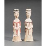 TL-TESTED TWO COURTLY LADIESGlazed ceramic with paintingChina, Northern Wei dynasty (385-535)A