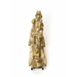 A RARE TANG DYNASTY FIRE-GILT BRONZE GUANYIN The massively cast bronze with well-preserved gilding