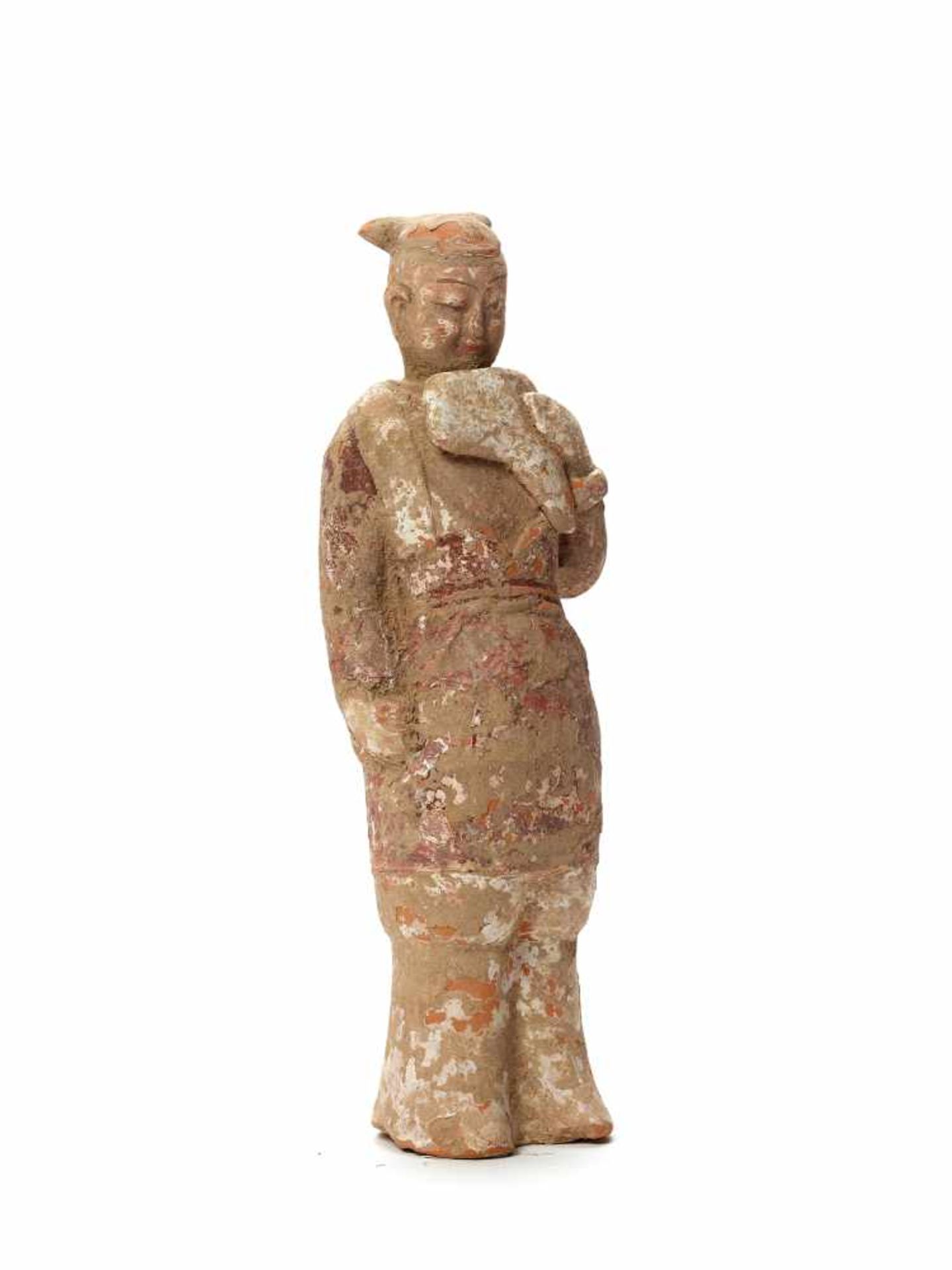 MUSICIANTerracotta with painting China, Wei Dynasty (5th to 6th cent.) A rare smaller figure from