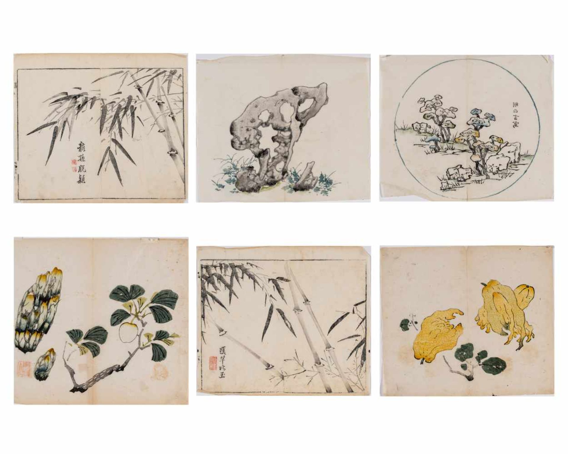 SIX CHINESE COLOR WOODBLOCK PRINTS, 18th CENTURYColor woodblock printsChina, 18th centuryThe six