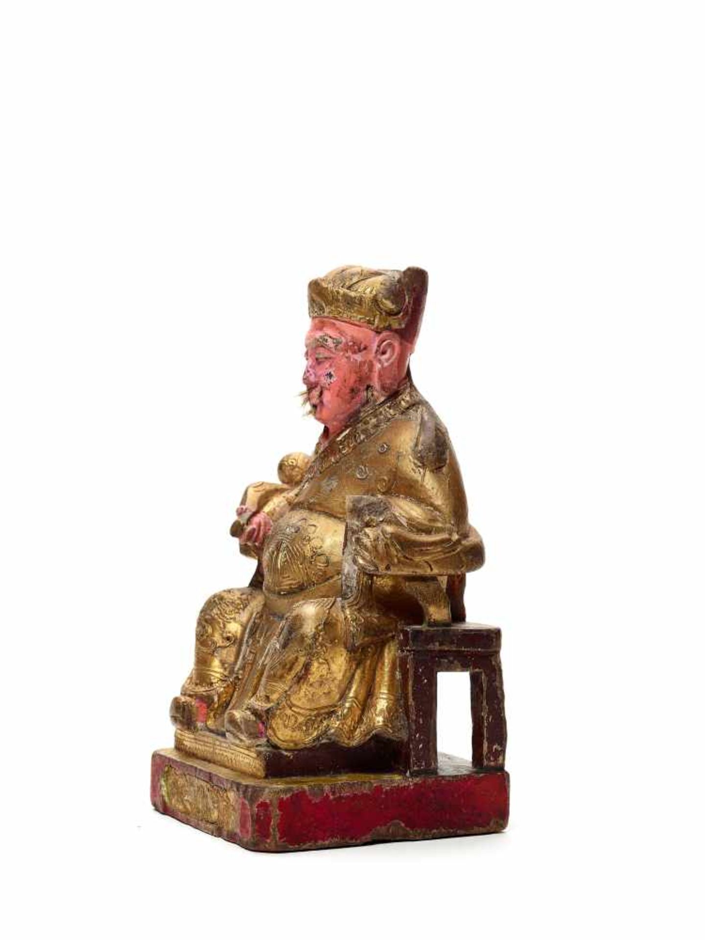 A POLYCHROME LACQUERED AND GILT WOOD FIGURE OF GUANDI, 17TH-18TH CENTURYWood, lacquer, gesso - Bild 3 aus 5